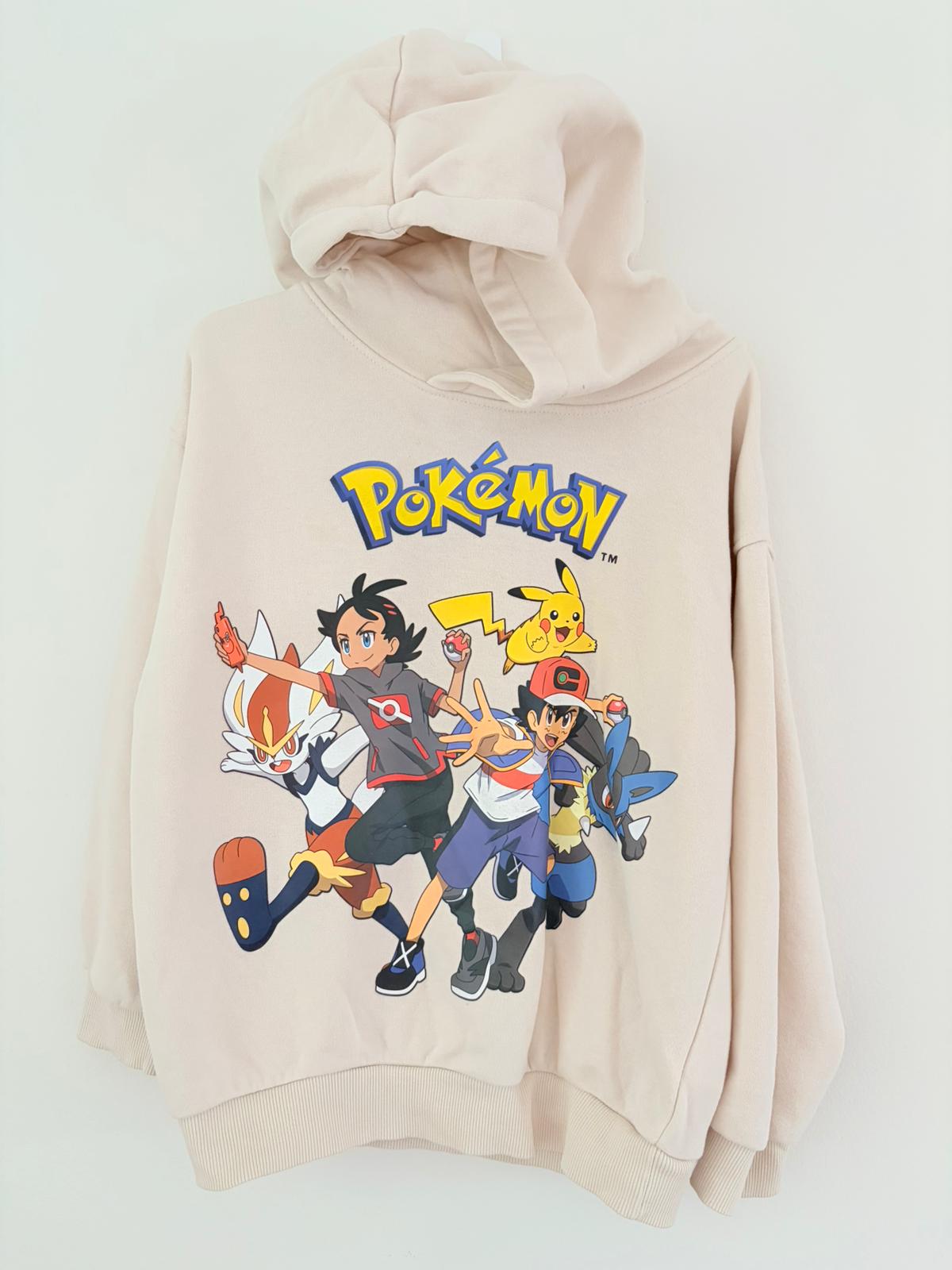 Size 5 Beige hoodie with Pokémon print.