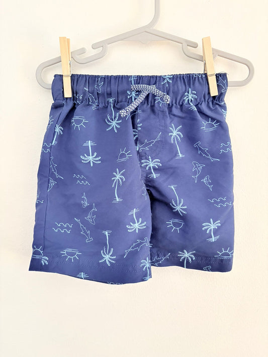 Size 3 K-D Blue palm tree print shorts.