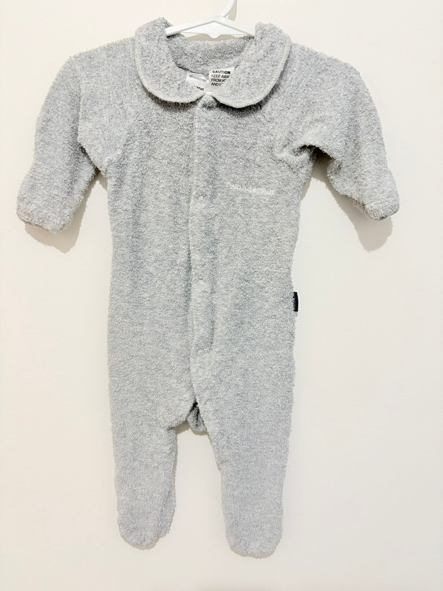 Size 00 Bonds grey flannelette wondersuit.