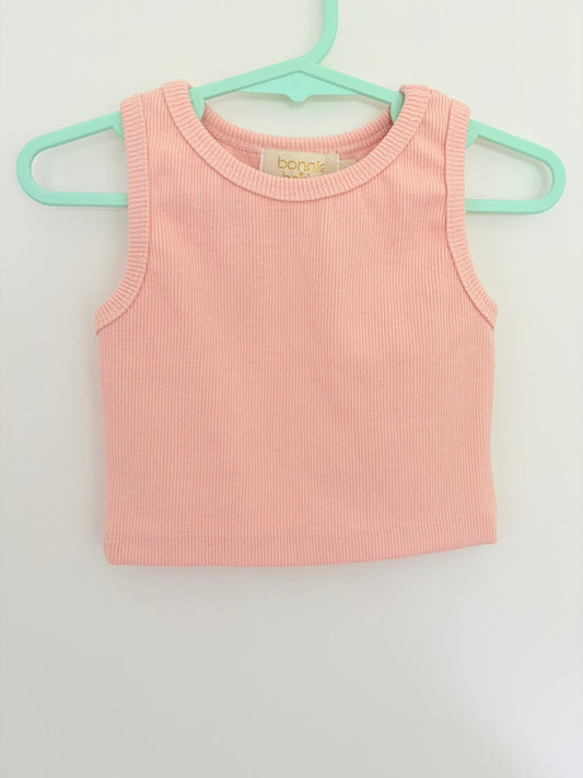 Size 2 Bonnie & Harlo peach ribbed crop top.