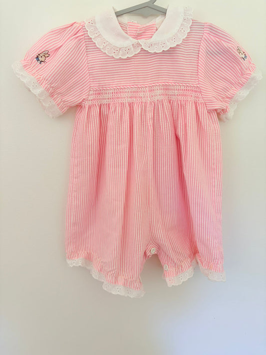 0 Vintage Peter Rabbit pink romper.