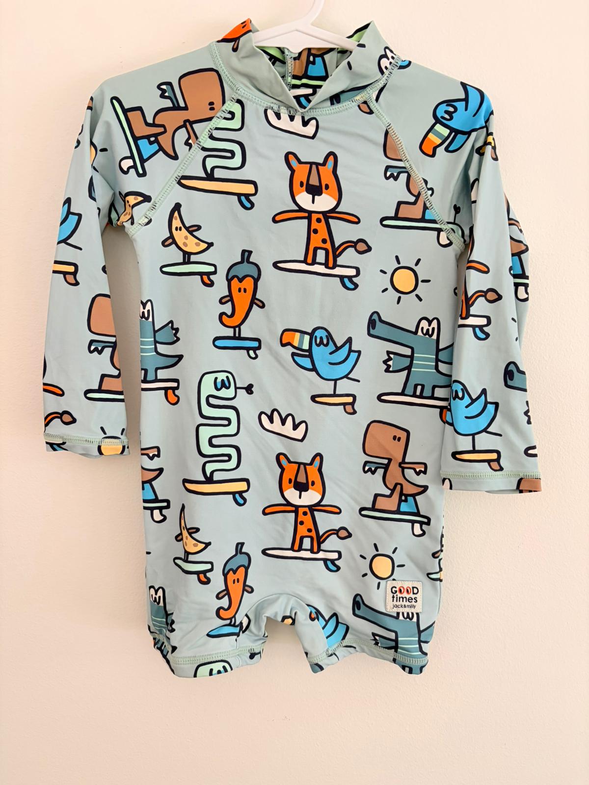 Swimwear Size 1 Jack & Milly surfing animals suit.
