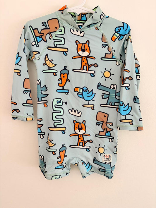 Swimwear Size 1 Jack & Milly surfing animals suit.