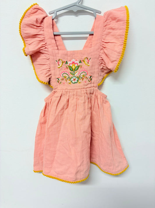 Size 1 Baby baby soft pink embroidered dress.