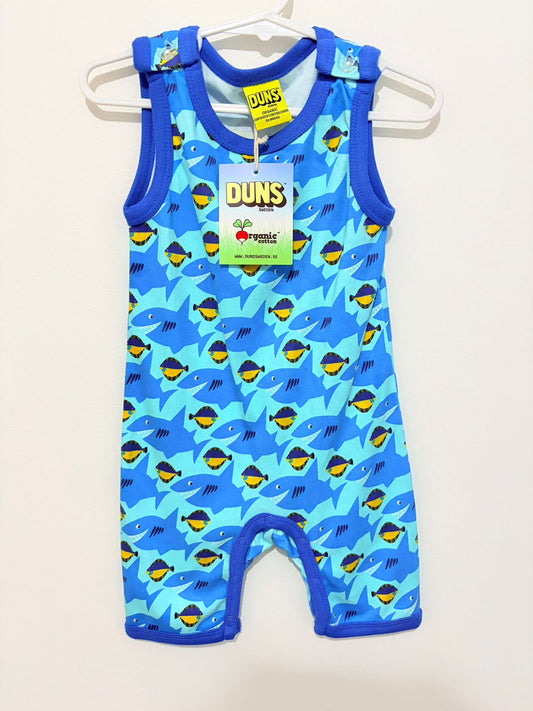 Size 0 (New with tags) Duns Sweeden blue shark print onesie.