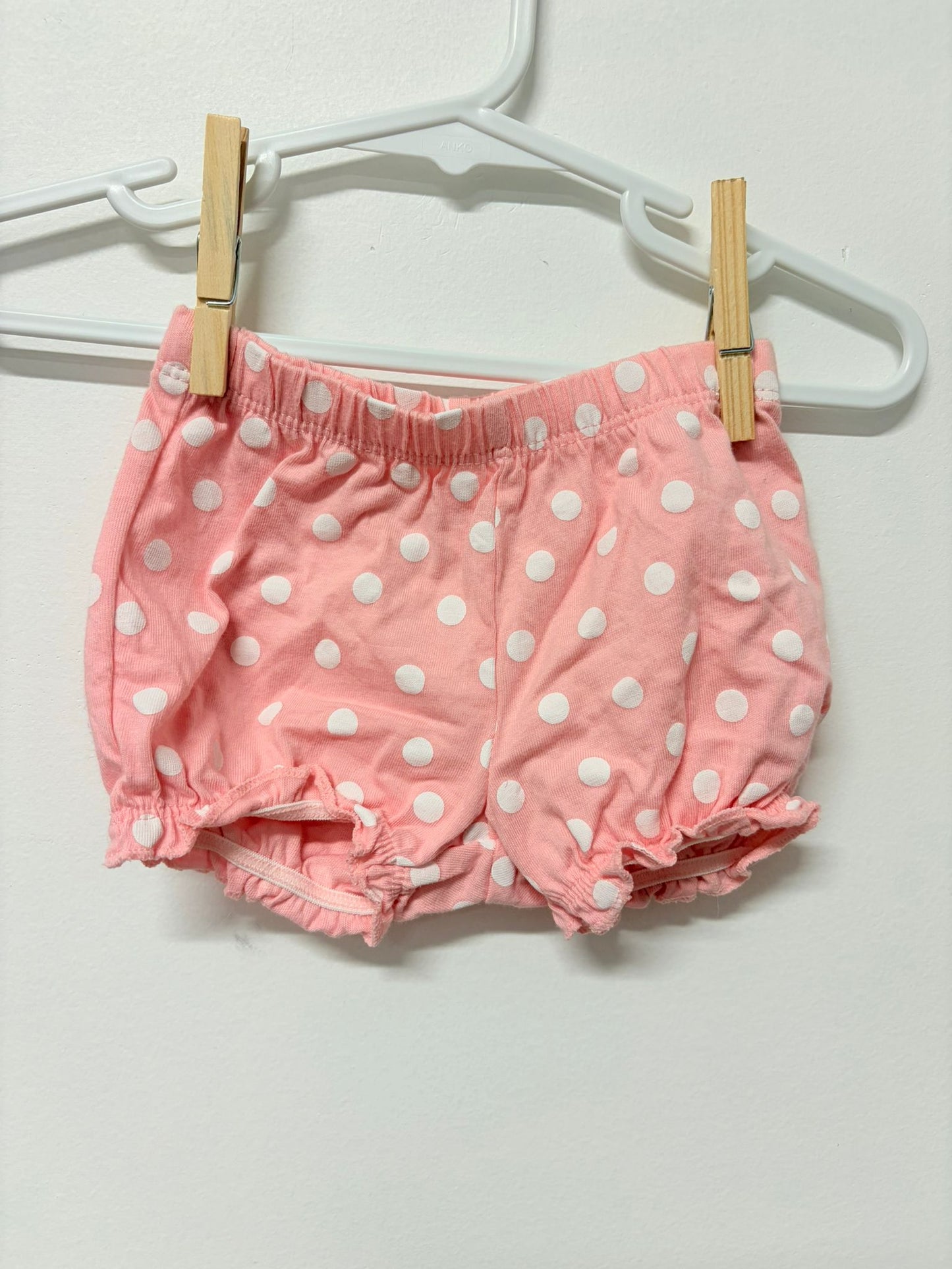 Size 000 Carters pink polkadot shorts.