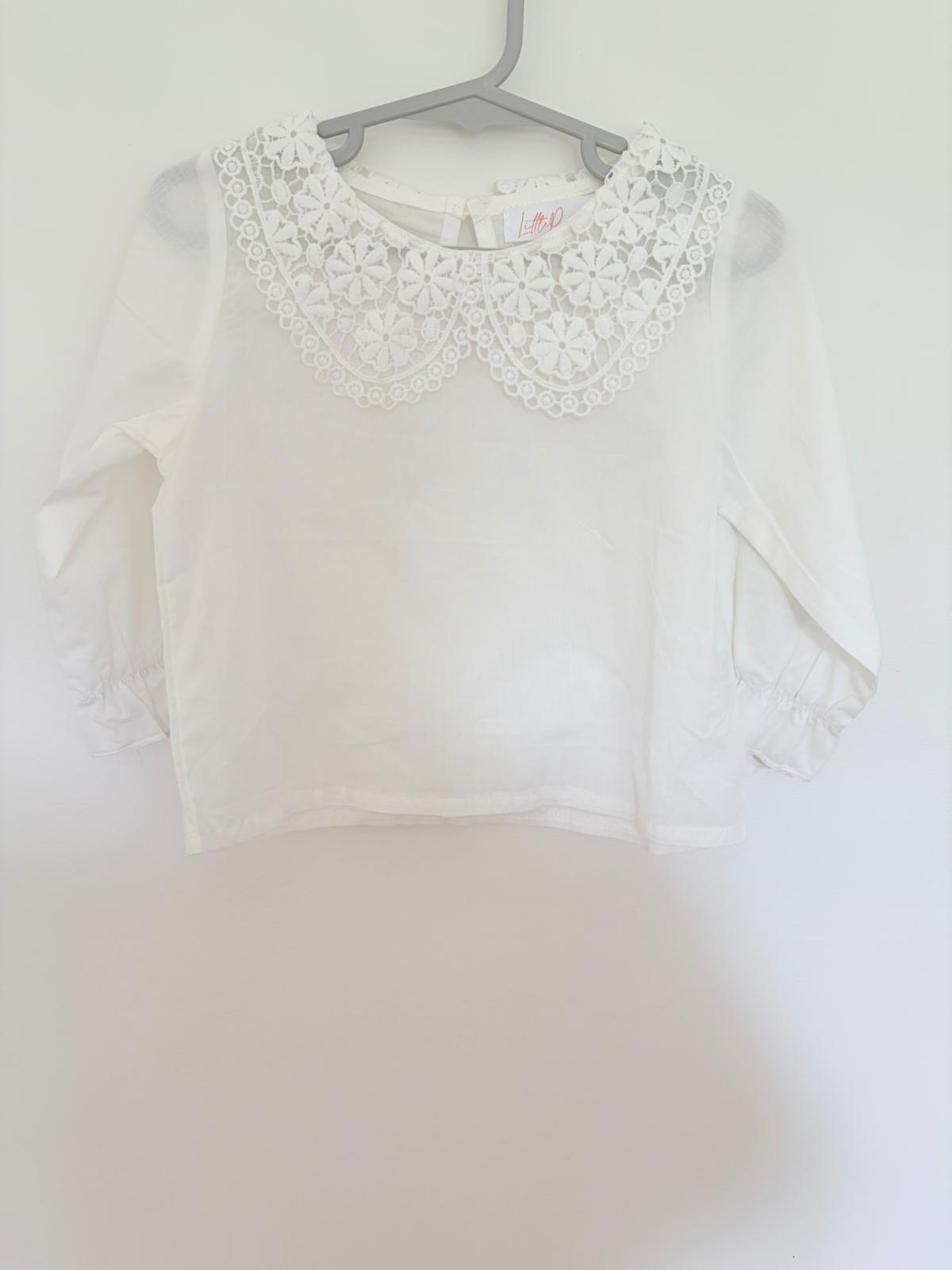 Size 1 Little possum white cotton shirt.