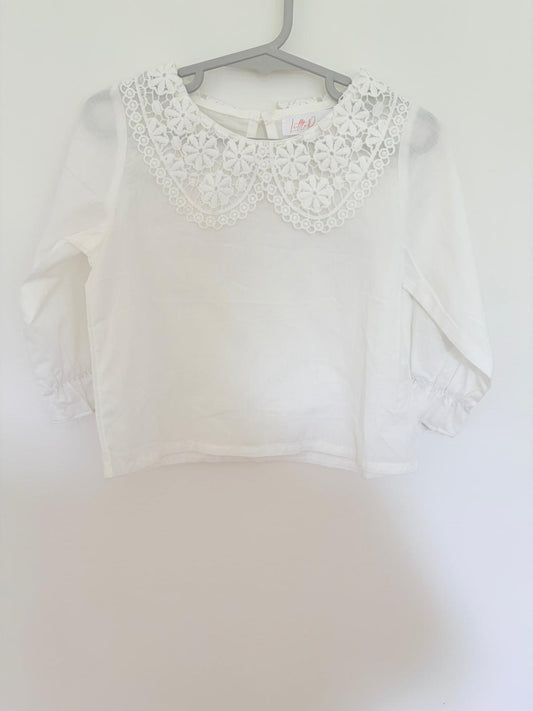 Size 1 Little possum white cotton shirt.