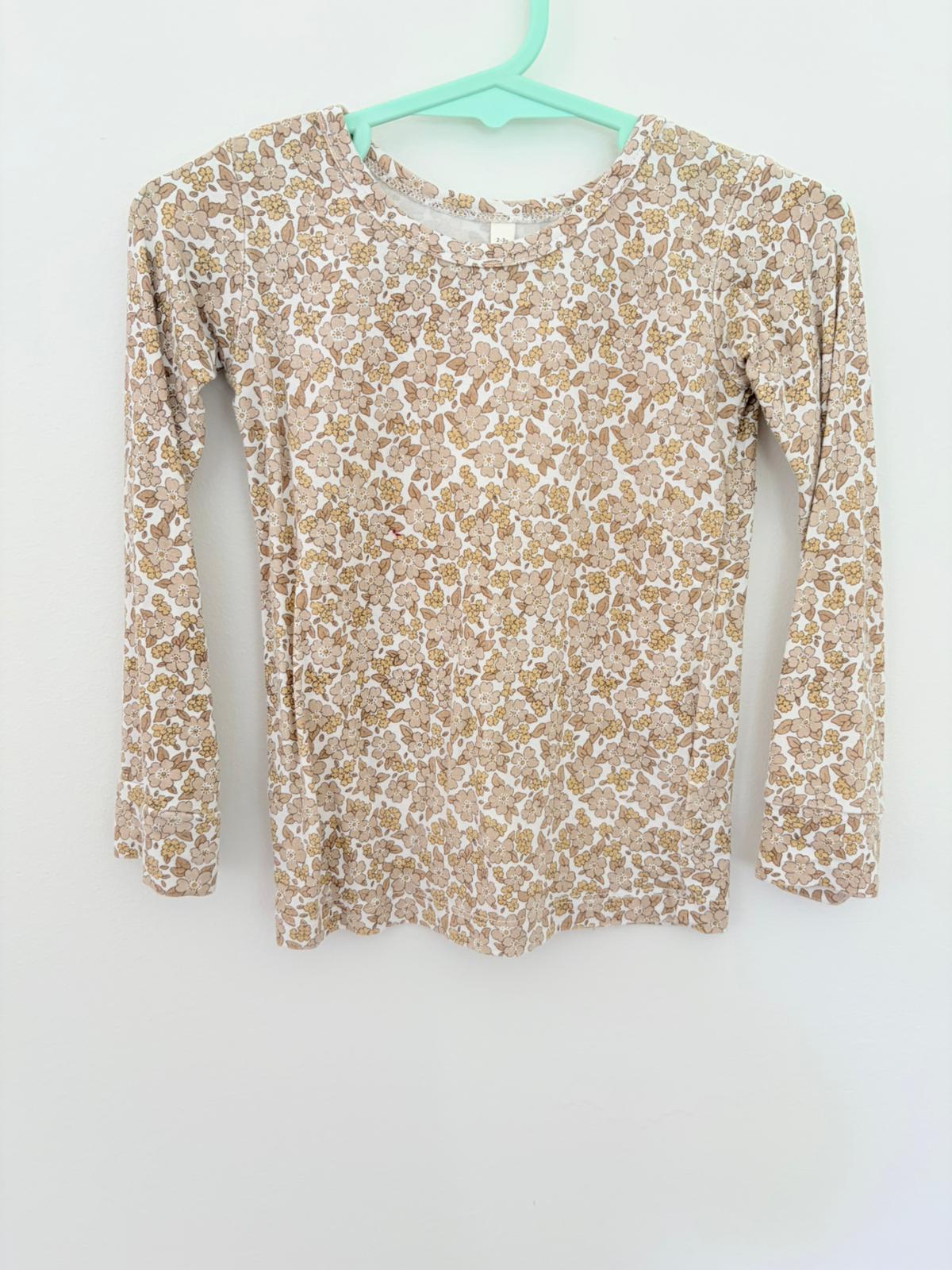 Size 2 Quincy Mae long sleeve brown floral print top.