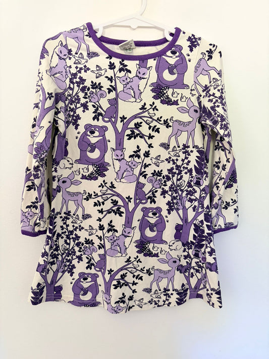 Size 2 SMA FOLK Scandi brand purple woodland long sleeve dress.