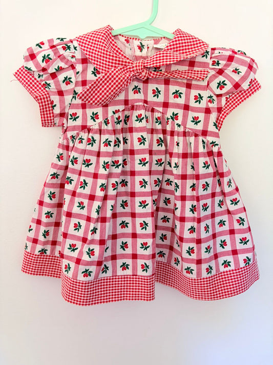 Size 1 Puppet Junior vintage dress and bloomers, red check print.