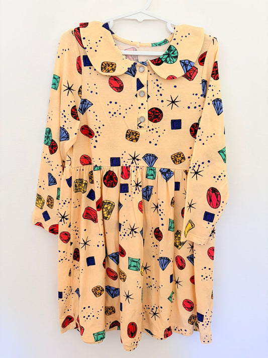 Size 5 Mini Rodini Jewel dress long sleeved yellow.