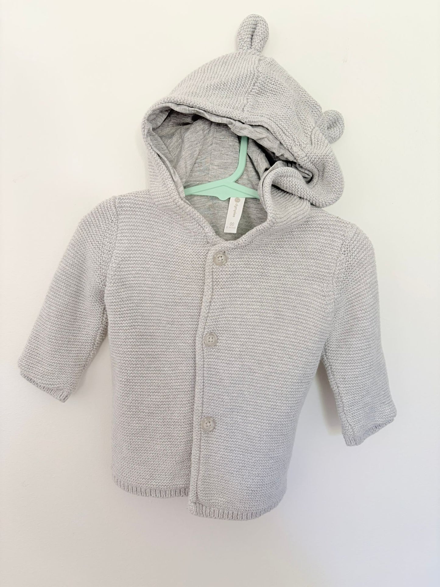 Size 00 Dymples grey lined hooded jumper.