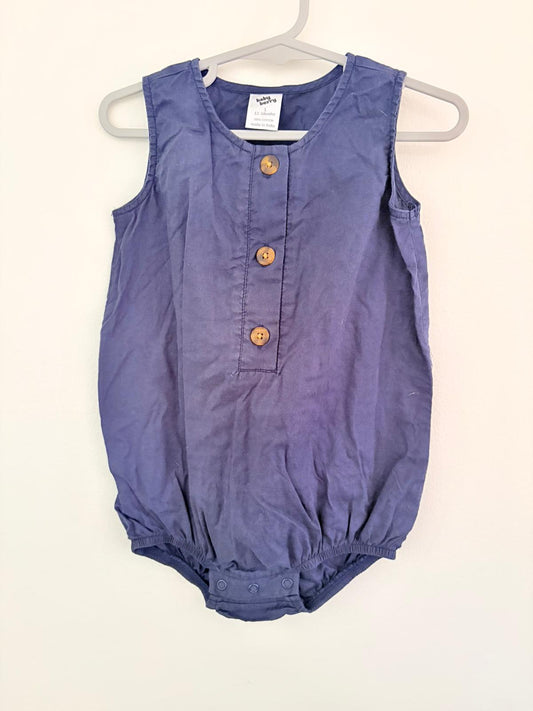Size 1 Baby Berry navy cotton romper.