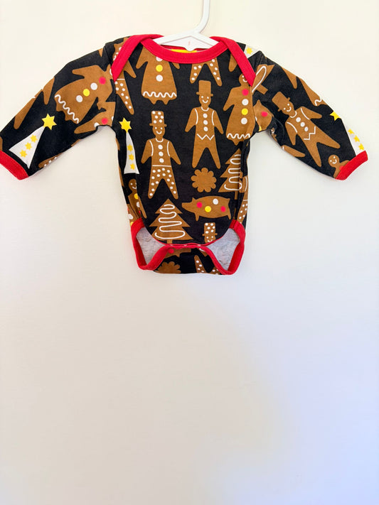 Newborn Duns Sweden black and brown print long sleeved bodysuit.