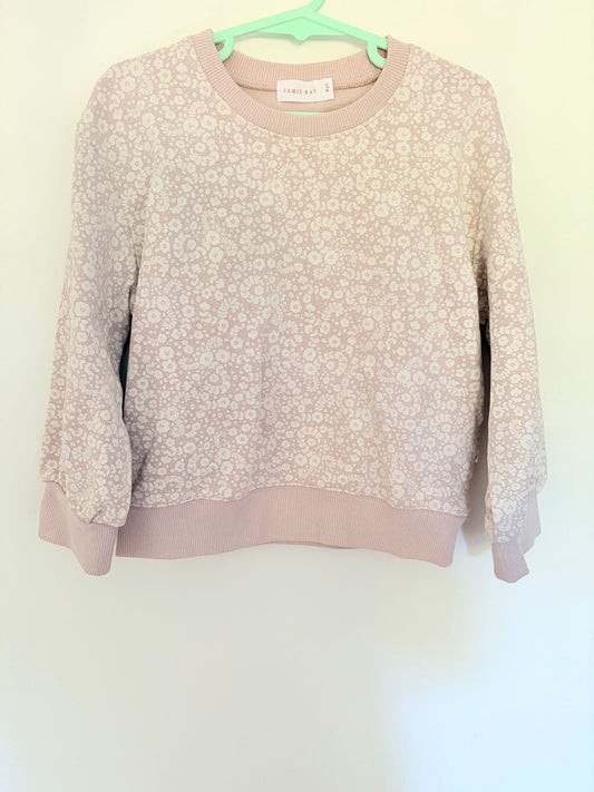 Size 4 Jaimie Kay lilac sweater/jumper with white floral print.