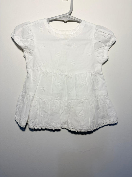 000 Sprout white linen dress embroidered daises.