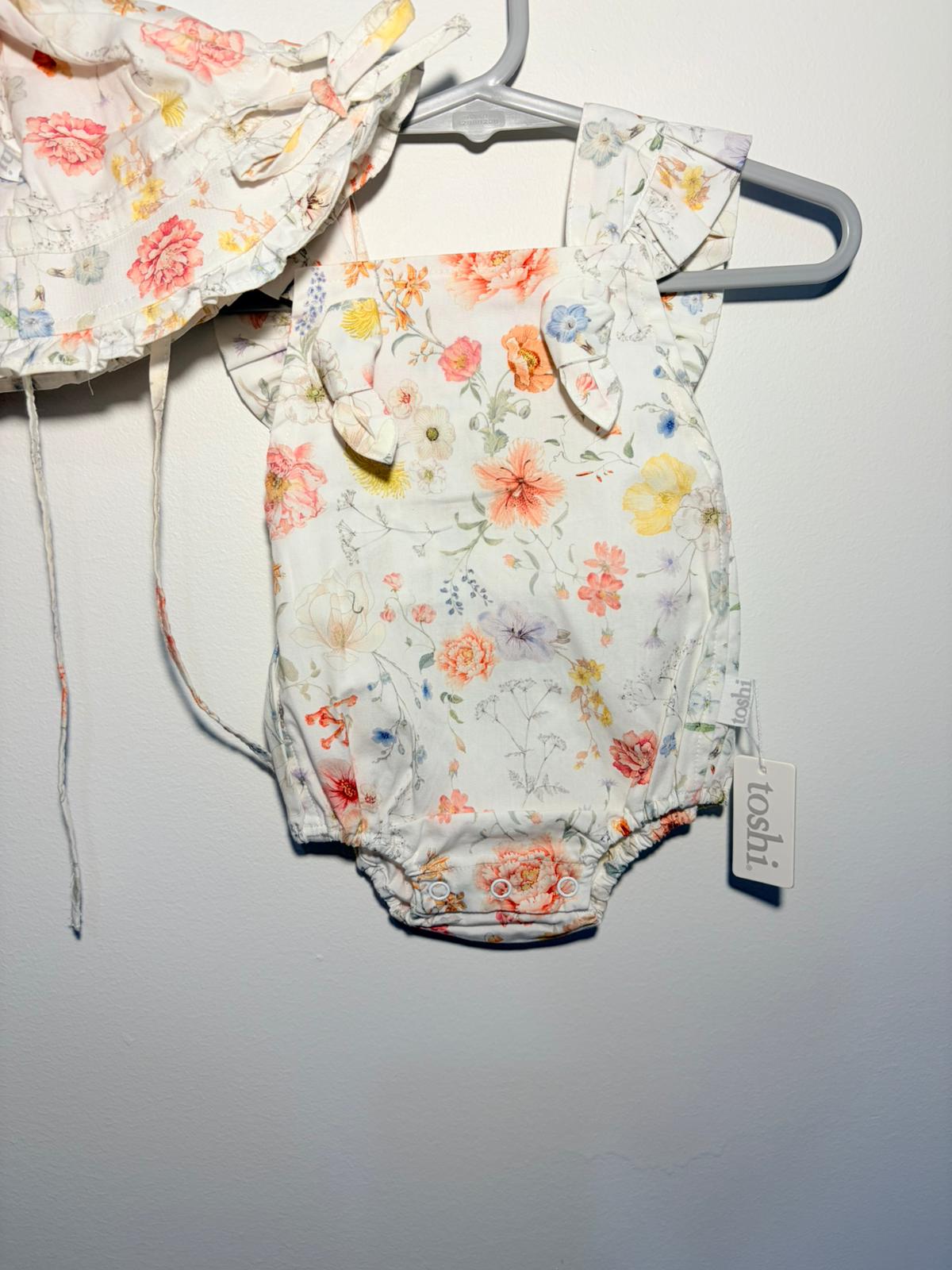 000 Pure baby summer fruit salad romper with headband.