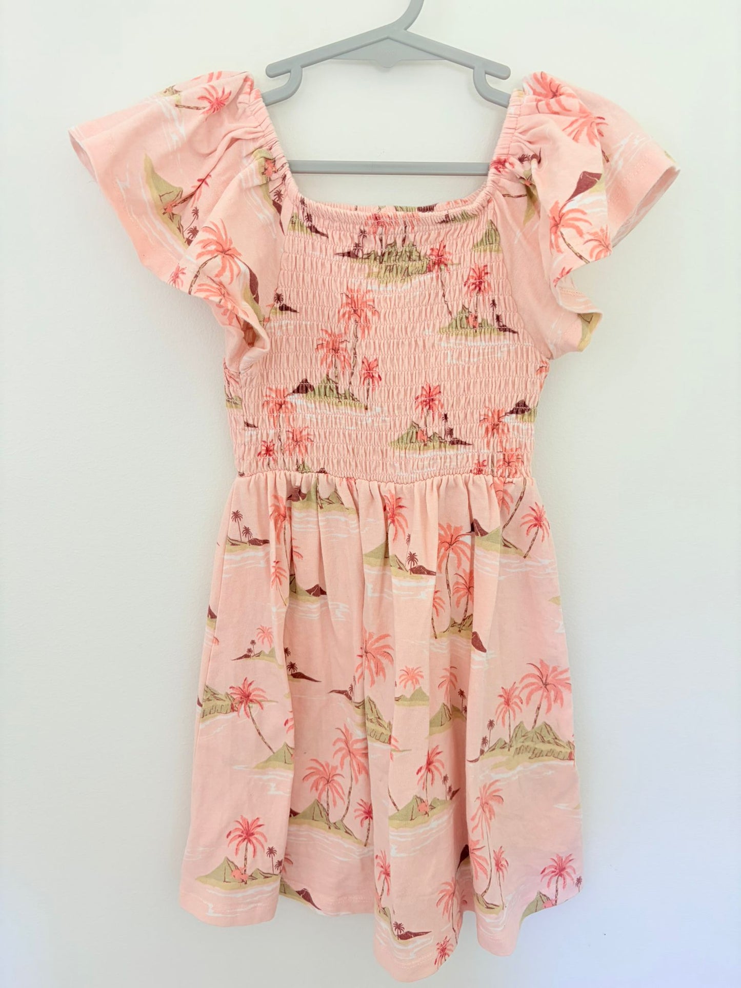 Size 3 Milkshake pink desert island print dress.