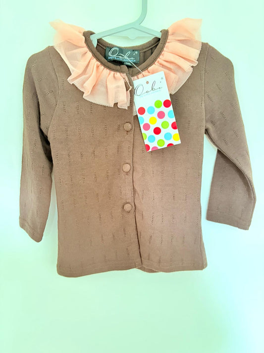Size 1 ( new with tags)Oobi cardigan pink frill collar.