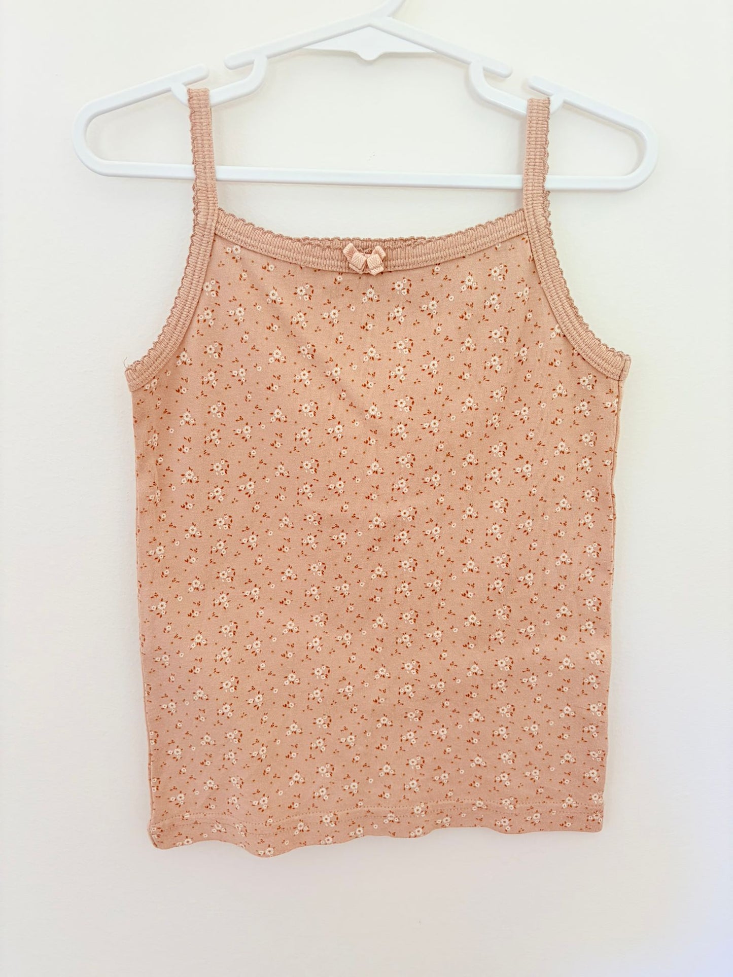 Size 5 Jamie Kay light brown small floral print sleeveless top.