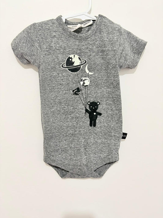 Size 1 Hux bear print grey bodysuit.