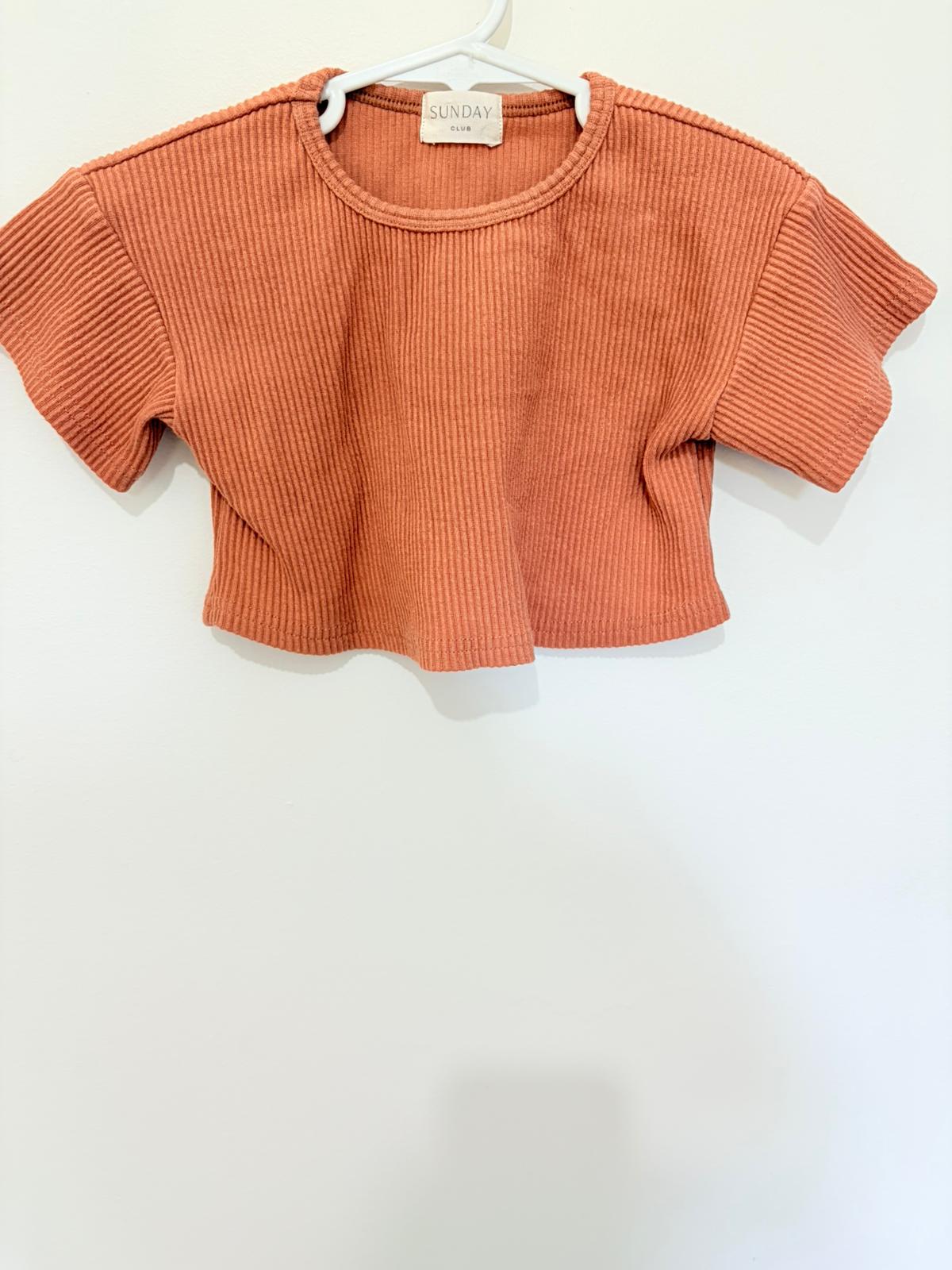 Size 3/4 Girls Sunday club shorts and top set dark orange.