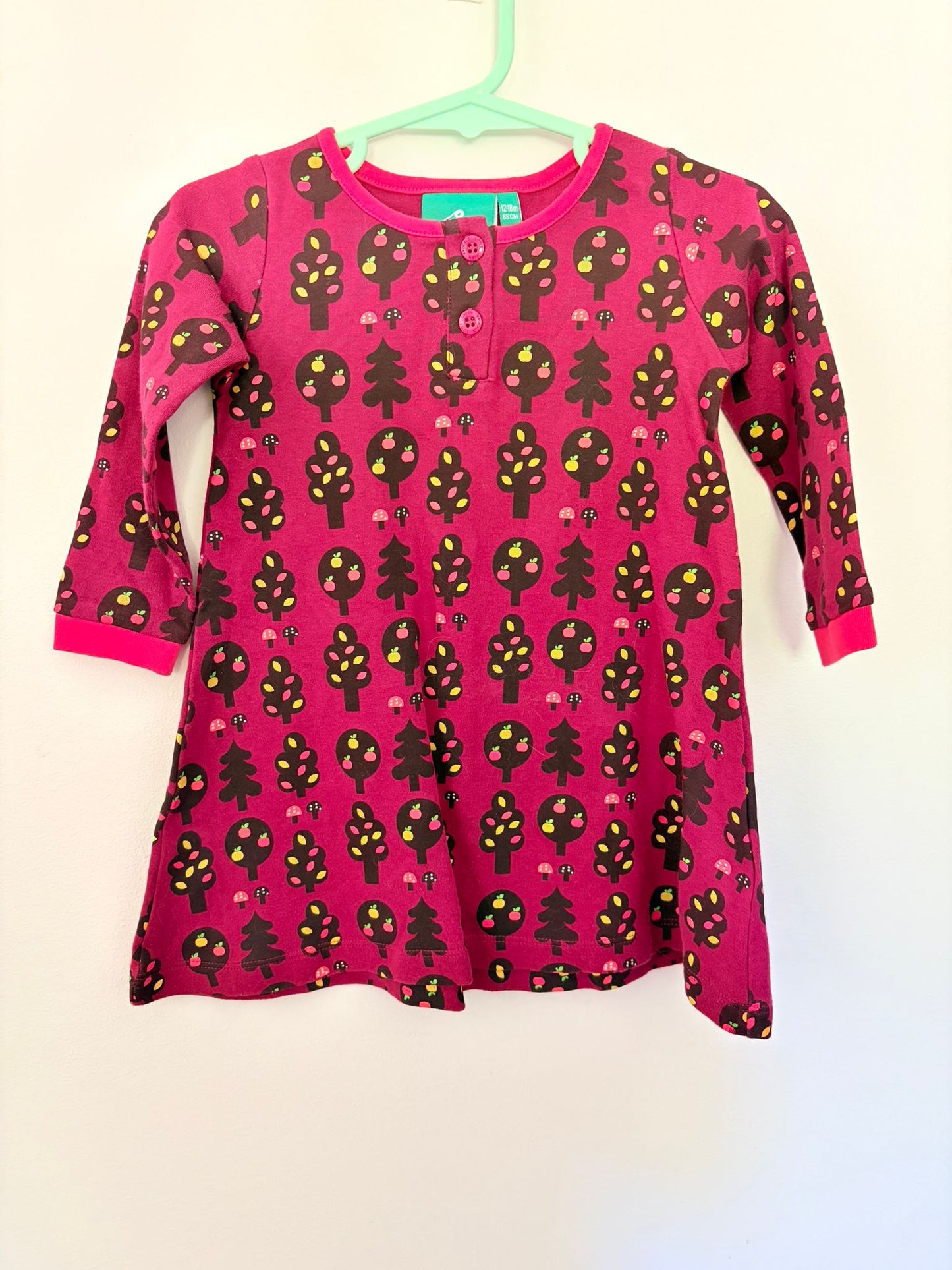 Size 1 Little green radicals maroon /black tree long sleeve dress.