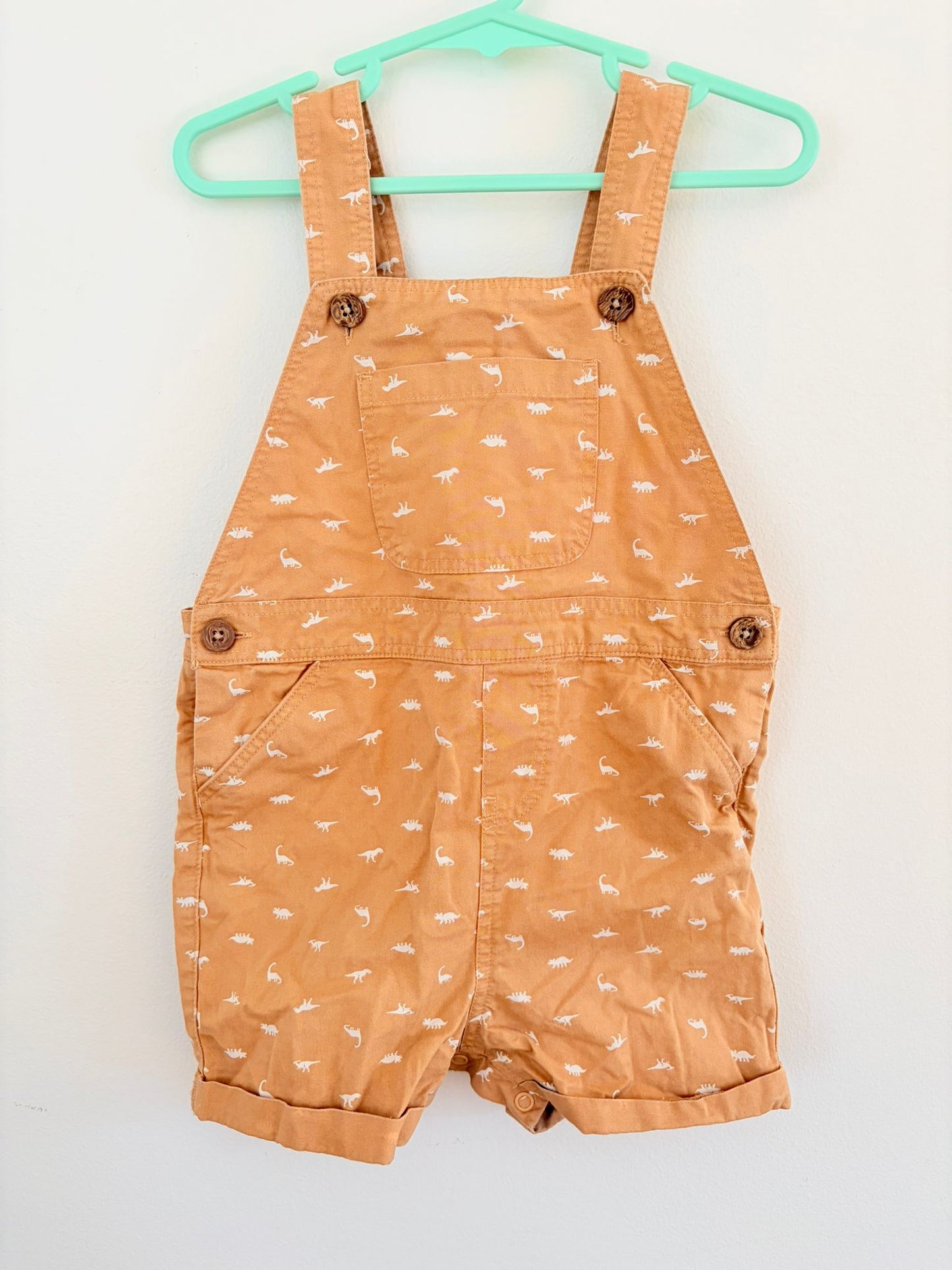 Size 2 Baby berry overalls khaki dinosaur print.