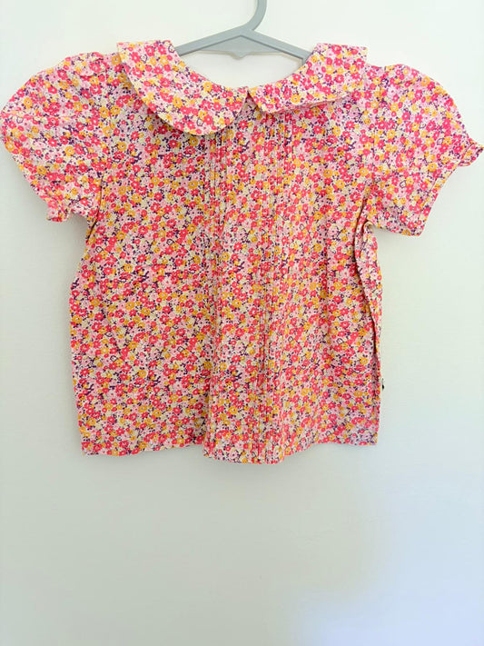 Size 3 Lacy Lane pink floral print cotton top.