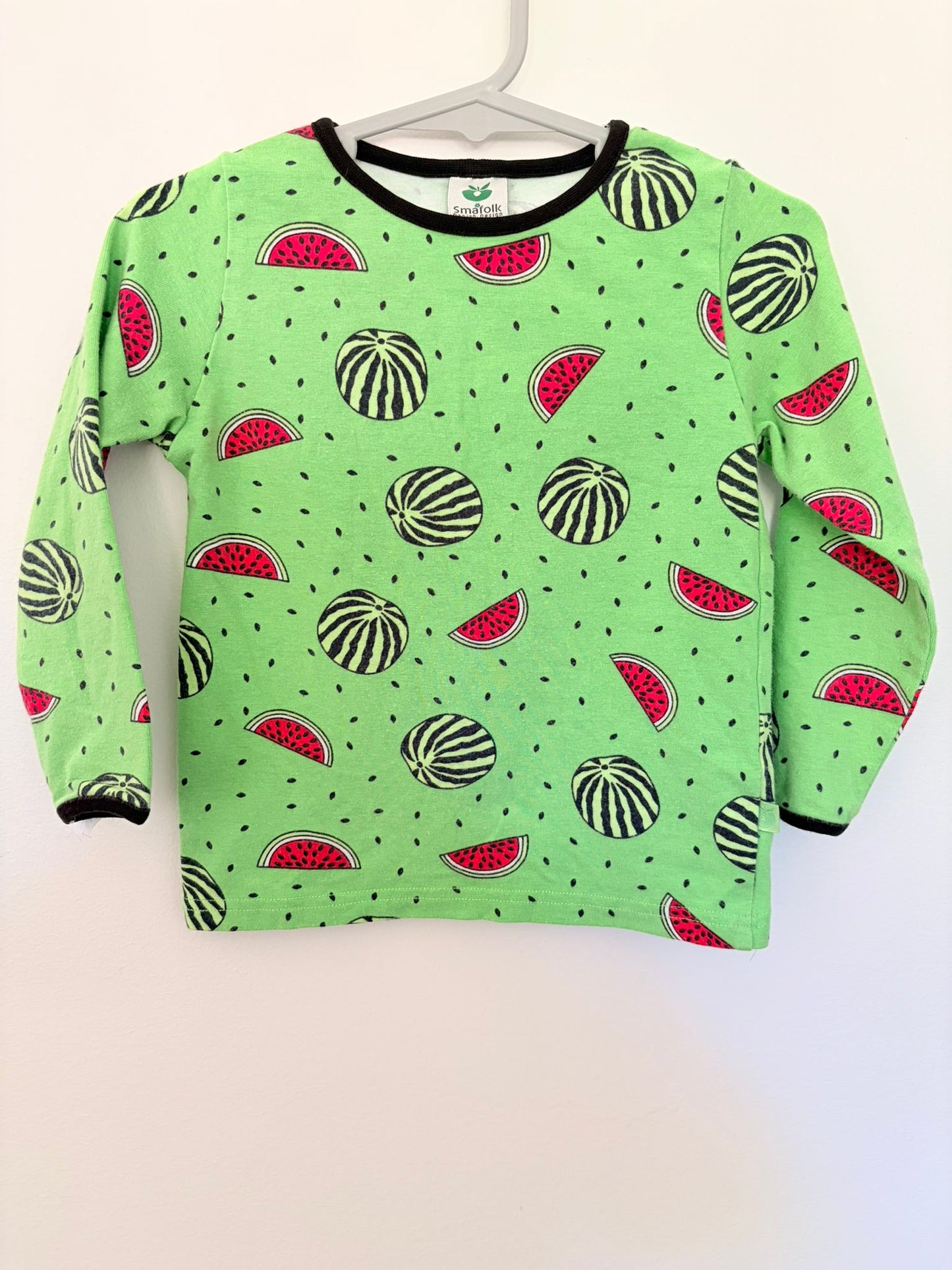 Size 1 SMAFOLK Danish design watermelon long sleeved top.