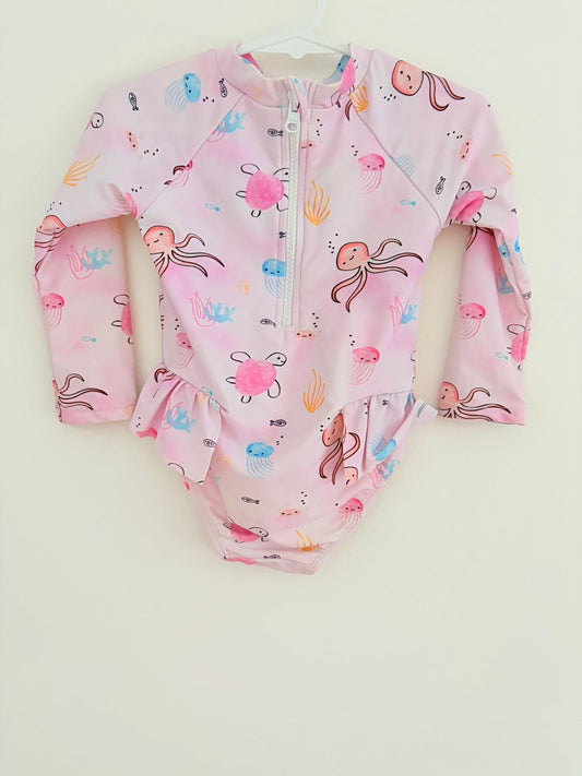 Swimwear Size 1 No label baby pink animal print swimsuit.