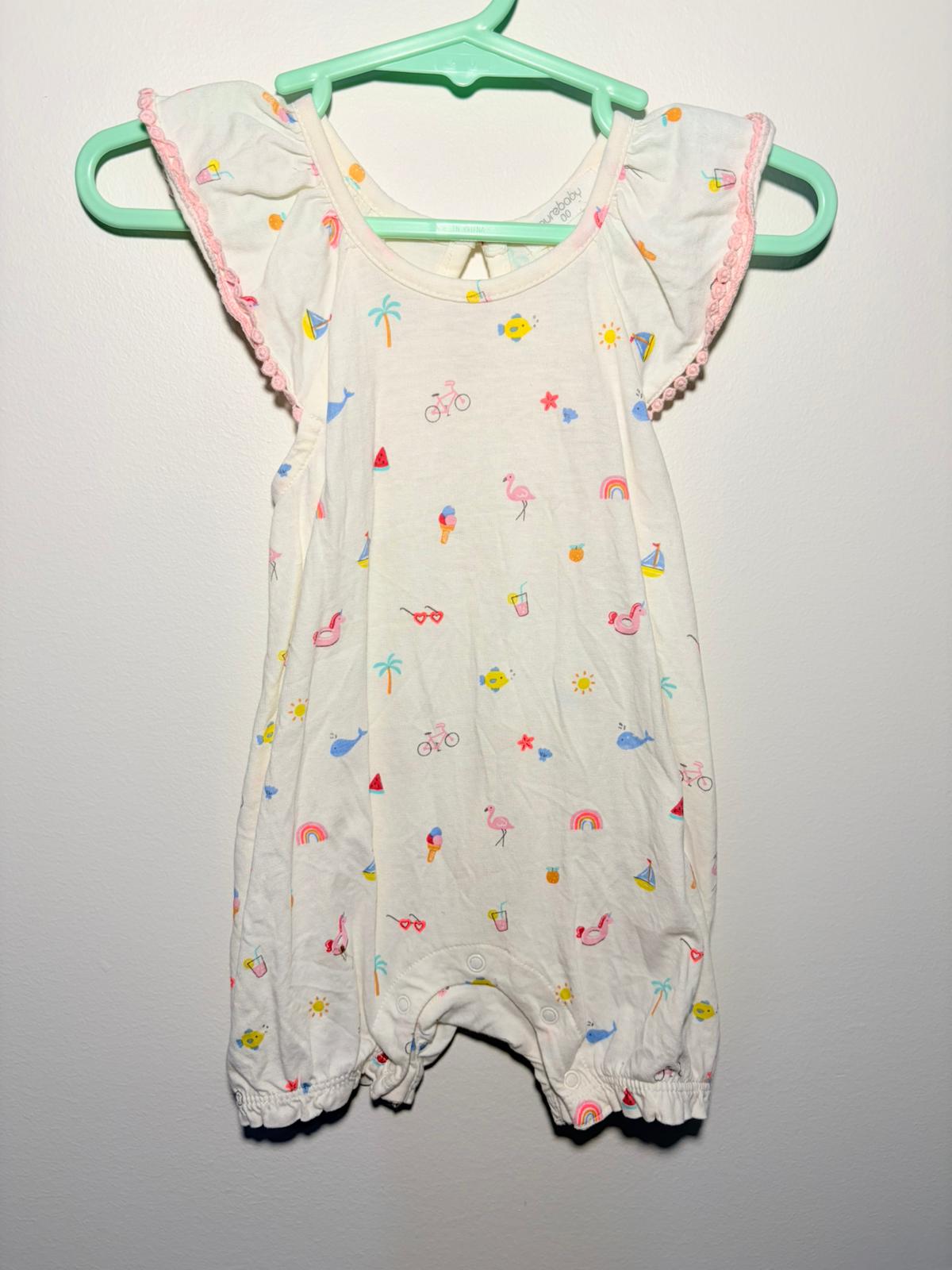 00 Purebaby summer motif print romper.