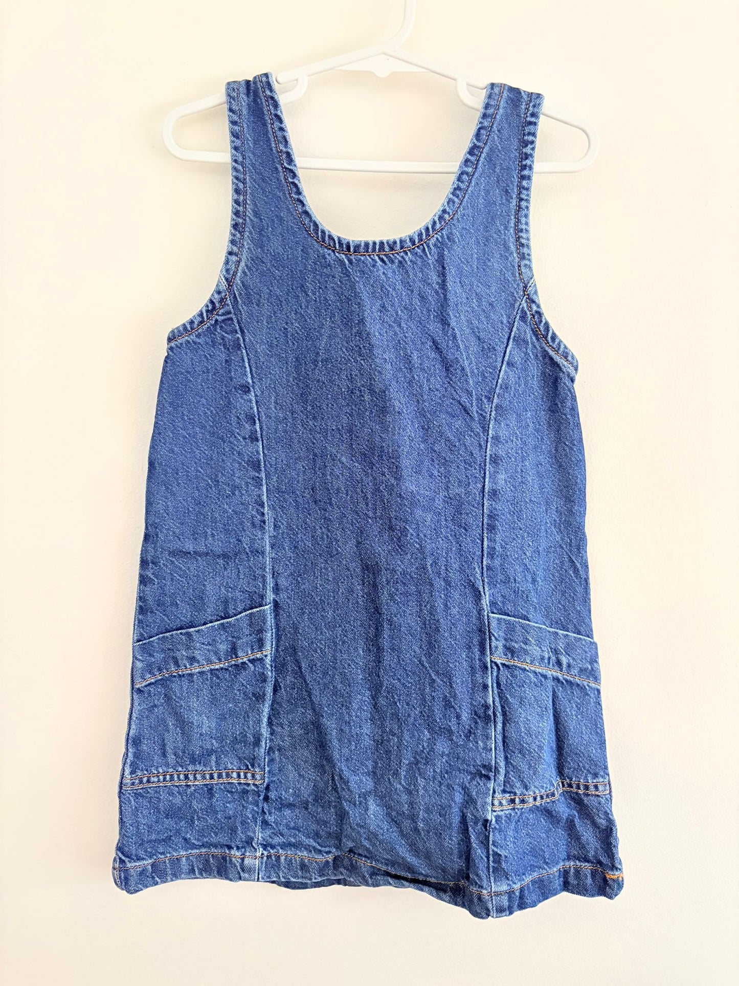 Size 5 Cotton on kids navy denim zip up dress.