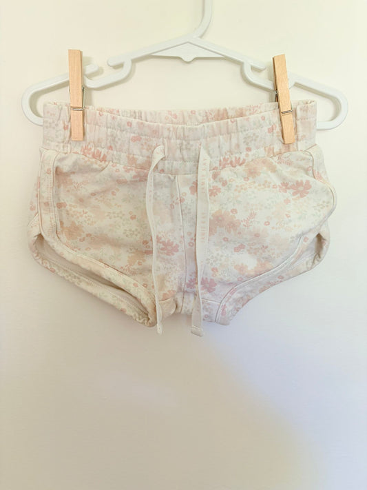 Size 4 Jaimie Kay shorts white with pink floral pattern.