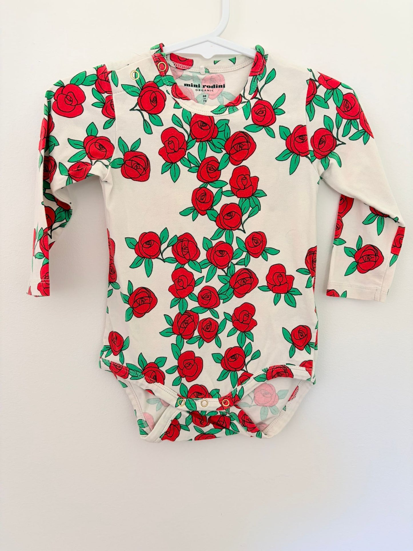 0 Mini Rodini organic rose bodysuit.