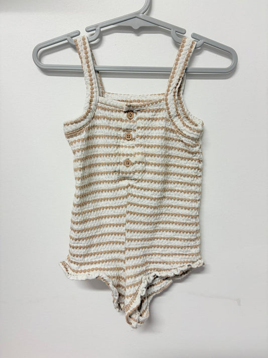 Size 1 Baby Berry orange & cream stripe romper.