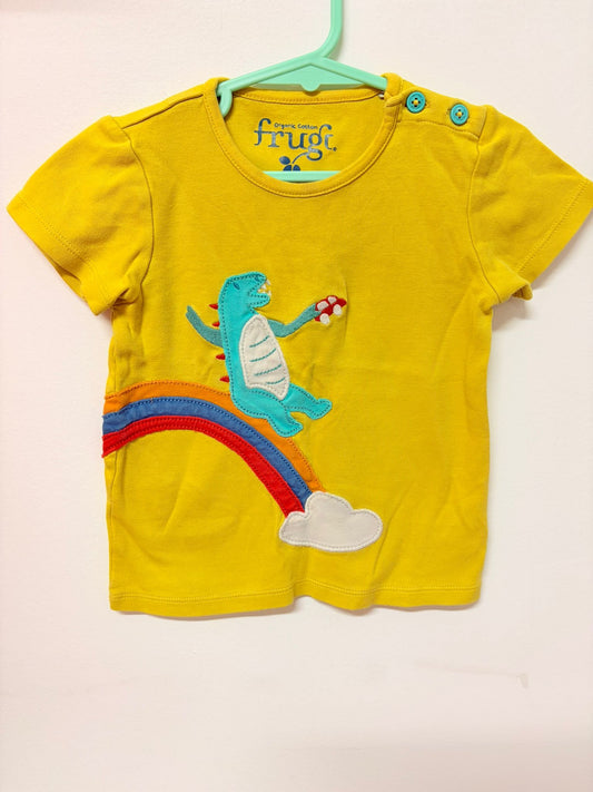 Size 2 Frugi organic cotton dinosaur T-shirt.