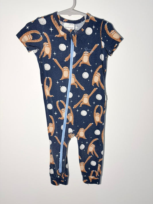Size 1 Peter Alexander disco sloth bear short sleeve onesie.
