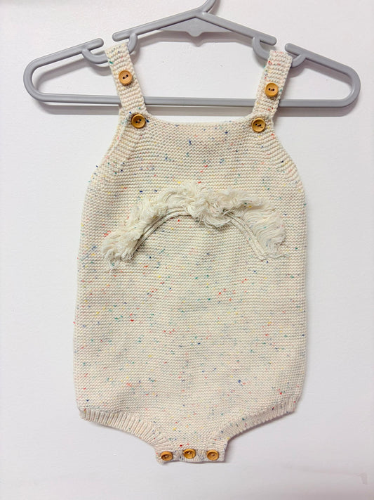 00 Grown  rainbow knit romper.