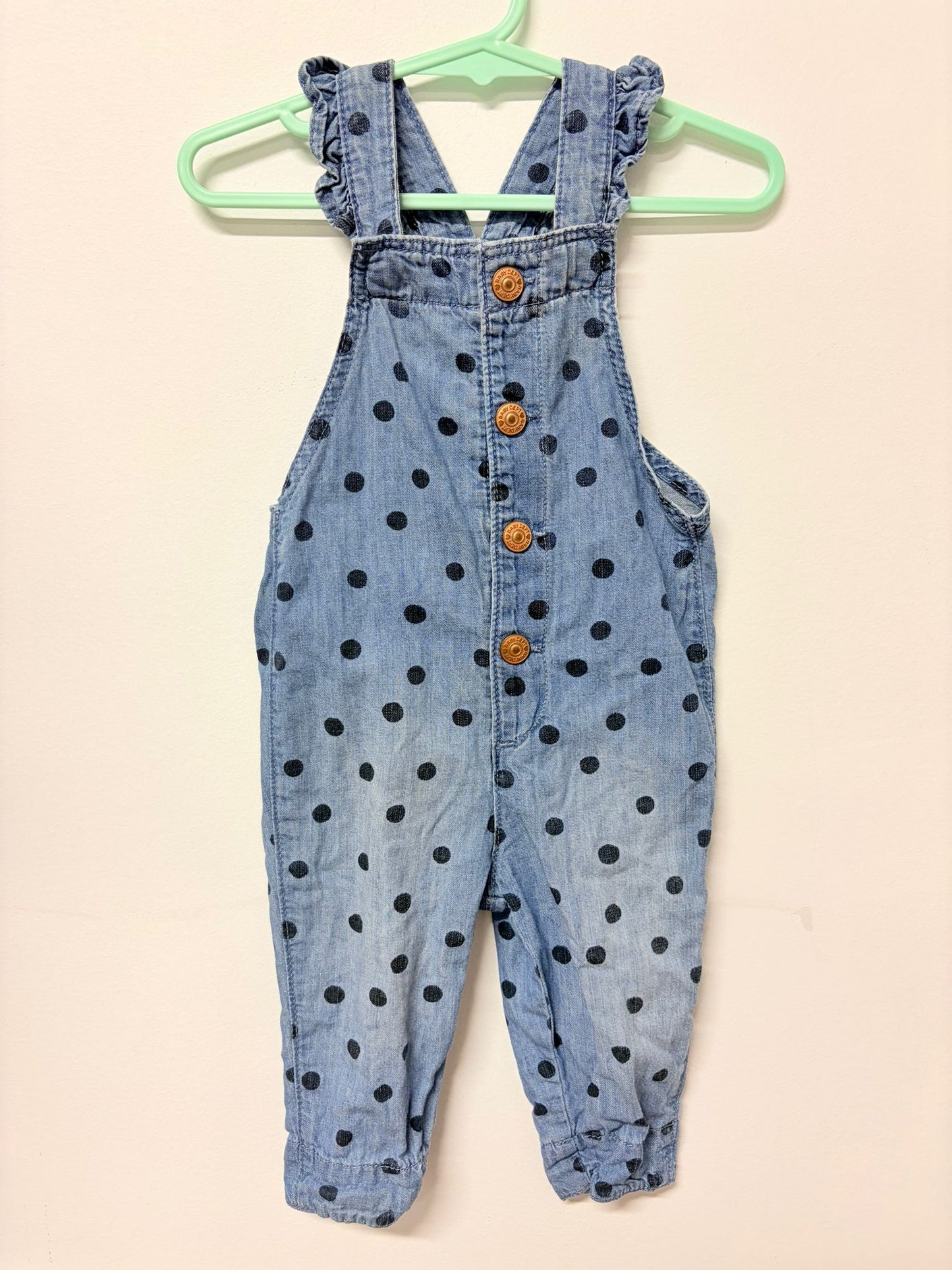 Size 00 H&M Soft denim polka dot overalls.