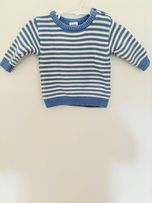 Newborn Seed knitted blue striped jumper.