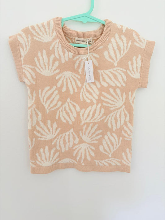Size 2 (new with tags) Miann & Co. short sleeve knitted top.
