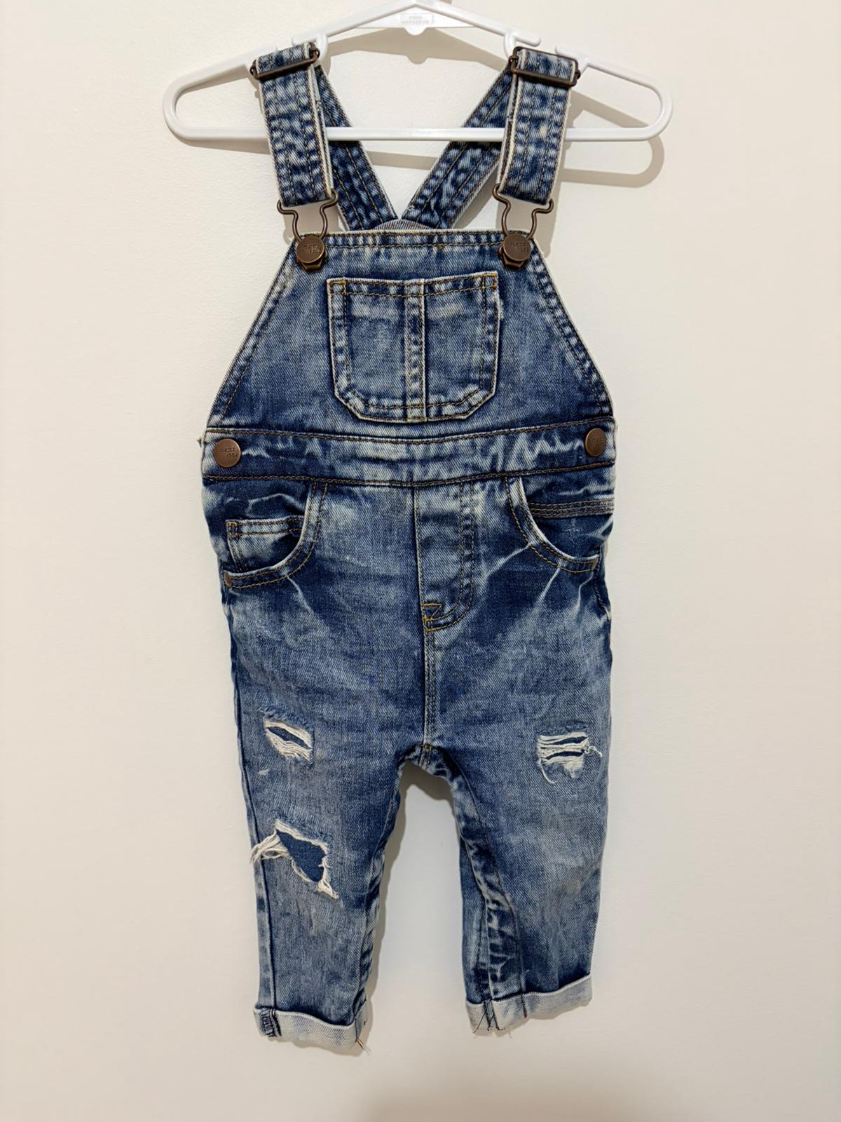 0 Next denim overalls with poppers.