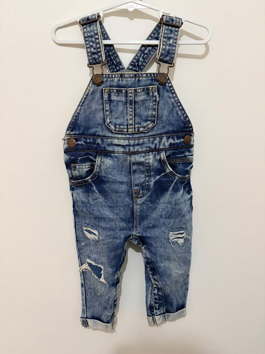 0 Next denim overalls with poppers.
