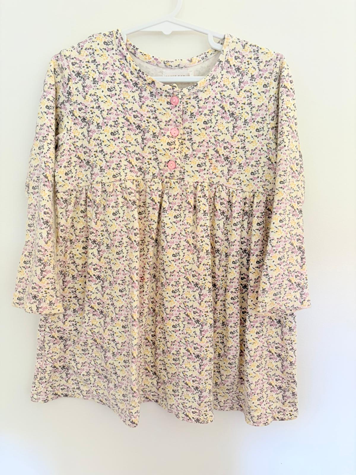Size 4 Jamie Kay cream long sleeve lilac floral print dress.