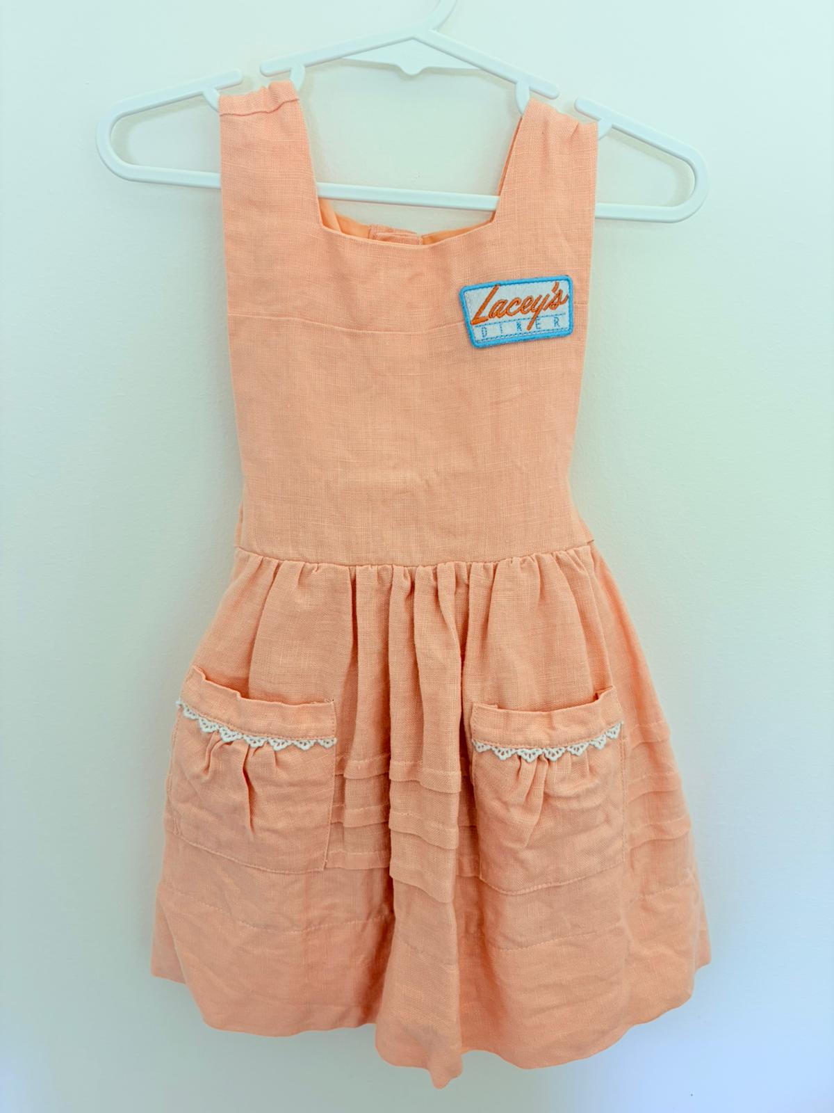 Size 3 Lacy Lane cotton “Lacey’s diner” peach dress.