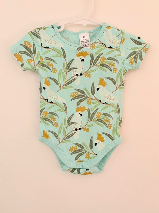 Size 0 Target mint cockatoo print bodysuit.