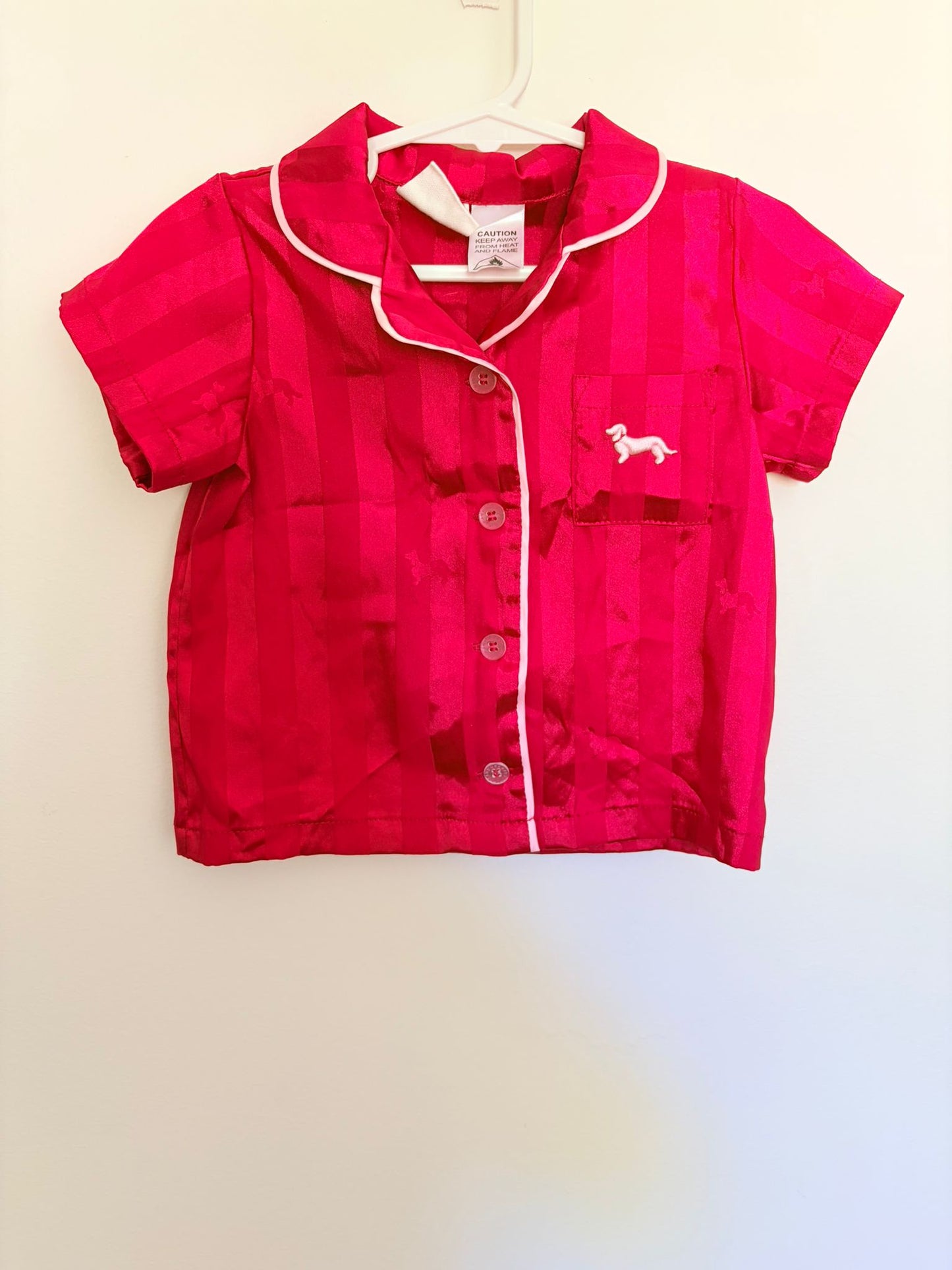 Size 1 Peter Alexander red satin pyjamas.