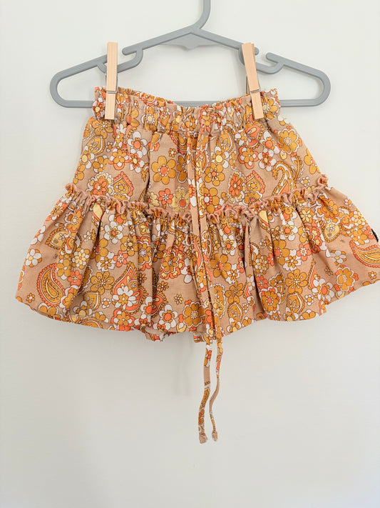 Size 1/2 ghanda thick linen yellow/orange skirt